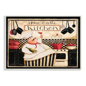 Home is in the Kitchen with Happy Chef Illustration by Dan DiPaolo Unframed Print Abstract Wall Art 10 in. x 15 in.