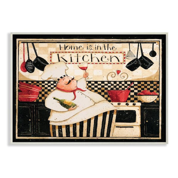 Stupell Industries Home is in the Kitchen with Happy Chef Illustration by Dan DiPaolo Unframed Print Abstract Wall Art 10 in. x 15 in.