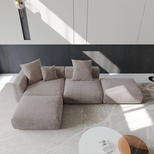 Reviews for J&E Home 129.92 in. Square Arm Corduroy Velvet 4