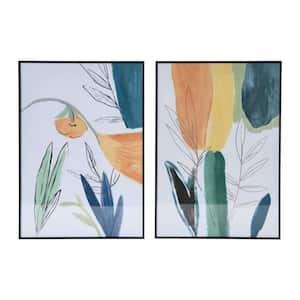 Floral Watercolor Print in Metal Framed Abstract Art Print 17 in. x 12 in. (Set of 2)