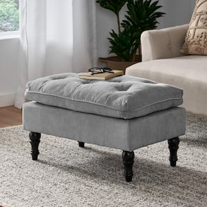 Jeremy Gray Fabric Tufted Rectangle Ottoman