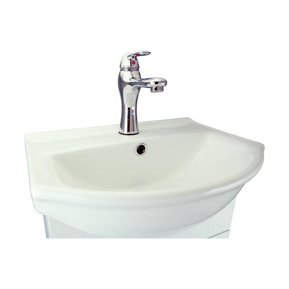 White 34.5" Porcelain and MDF Bathroom Vanity Sink