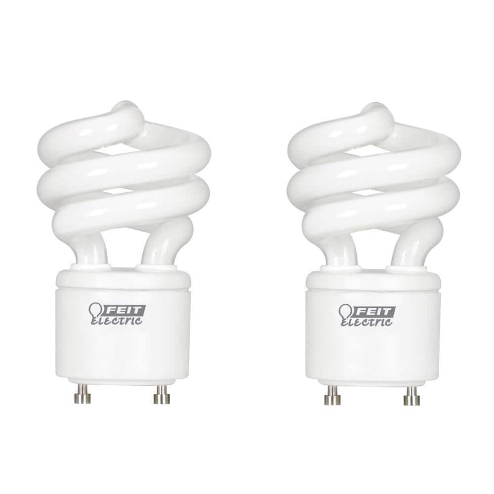 Feit Electric 60-Watt Equivalent T3 Spiral Non-Dimmable GU24 Base CFL Compact Fluorescent Light Bulb, Soft White 2700K (2-Pack)