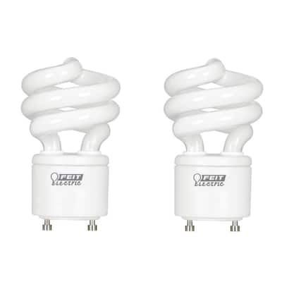 60-Watt Equivalent T3 Spiral Non-Dimmable GU24 Base CFL Compact Fluorescent Light Bulb, Soft White 2700K (2-Pack)