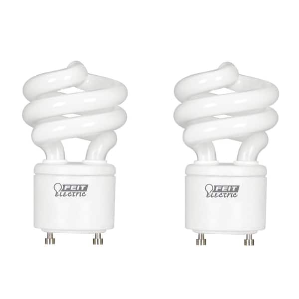 Feit Electric 60-Watt Equivalent T3 Spiral Non-Dimmable GU24 Base CFL Compact Fluorescent Light Bulb, Daylight 5000K (2-Pack)