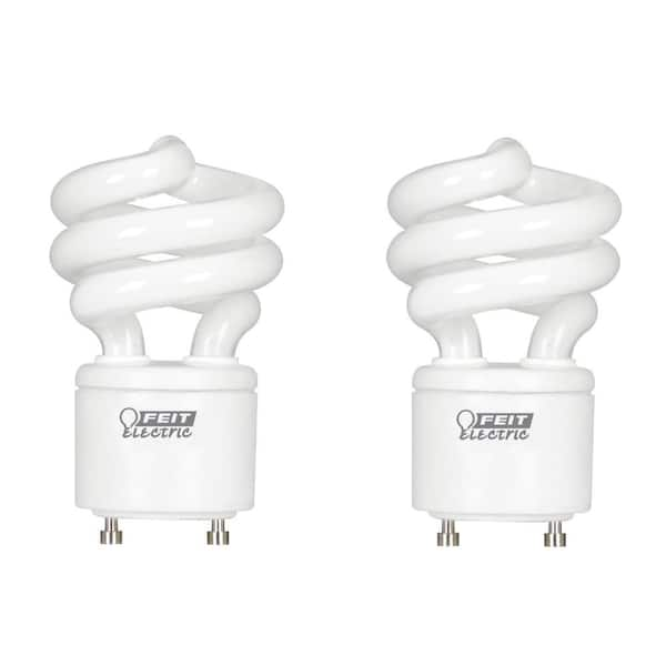 60-Watt Equivalent T3 Spiral Non-Dimmable GU24 Base CFL Compact Fluorescent Light Bulb, Soft White 2700K (2-Pack)