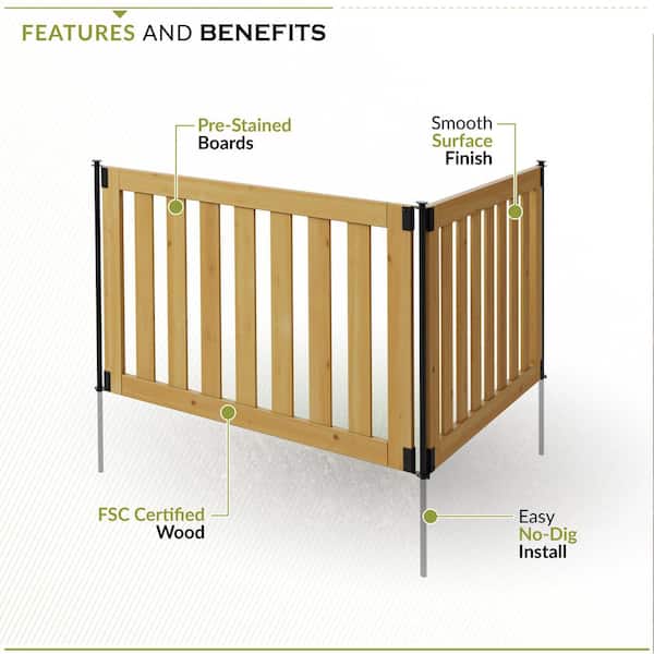 Zippity Outdoor Products Newberry Dig Free Wood Fence Kit, 48 in