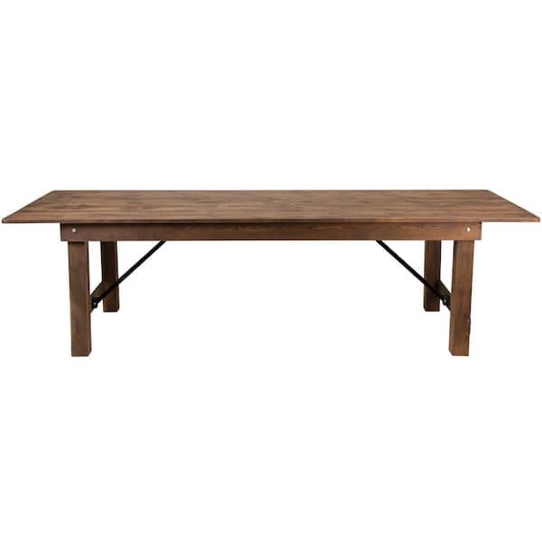 Hercules Series 9 ft. x 40 in. Rustic Solid Pine Folding Dining Table, Rectangular Farmhouse Dining and Event Table
