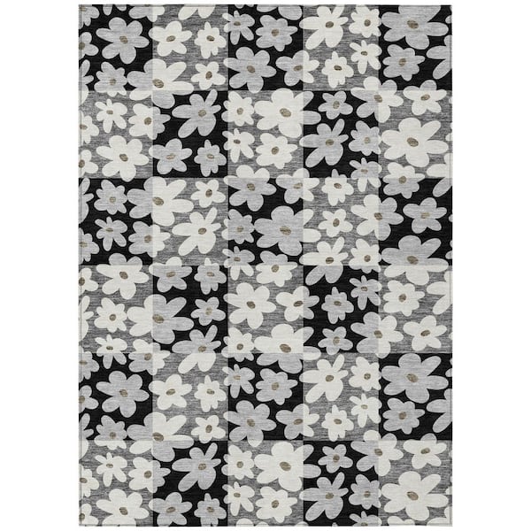 Chantille Machine Washable Indoor/Outdoor Abstract ACN2476 Black 8 ft. x 10 ft. Area Rug
