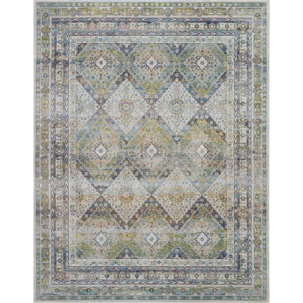 Handmade Blue Diamond 4' x 6' Stain-resistant Rug