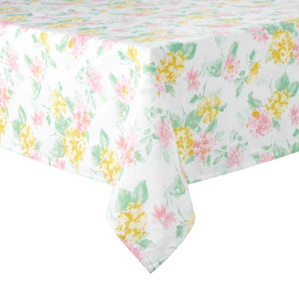 MARTHA STEWART Amber Floral 84 in. W x 60 in. L Pink/Yellow Cotton