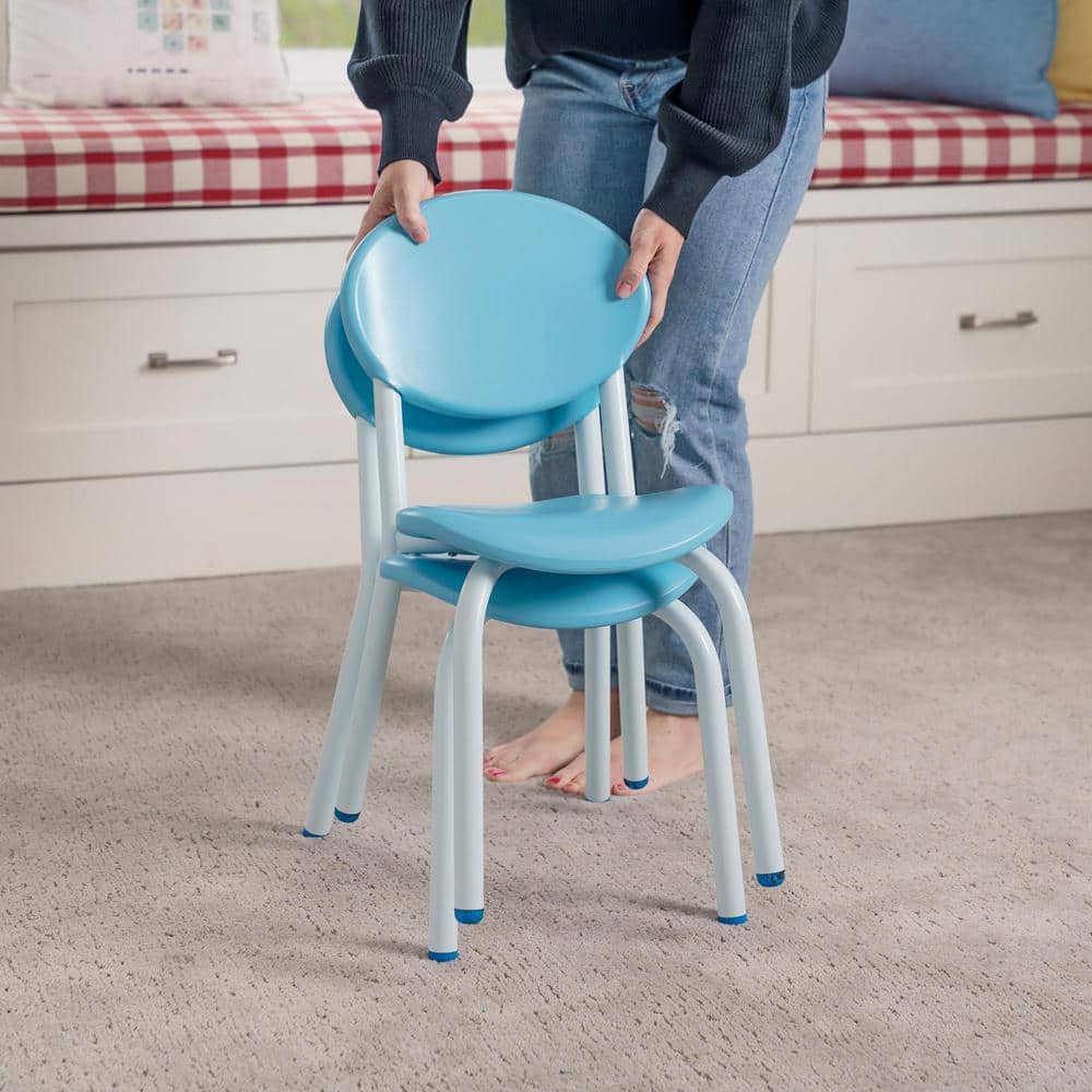 Blue and White Folding Kids Table and Chair Set