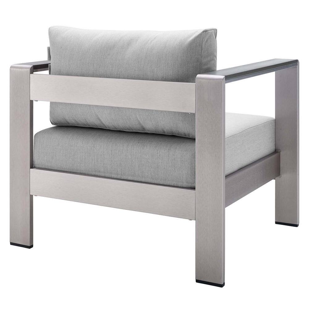 Gray Aluminum Outdoor Accent Chair with Cushions