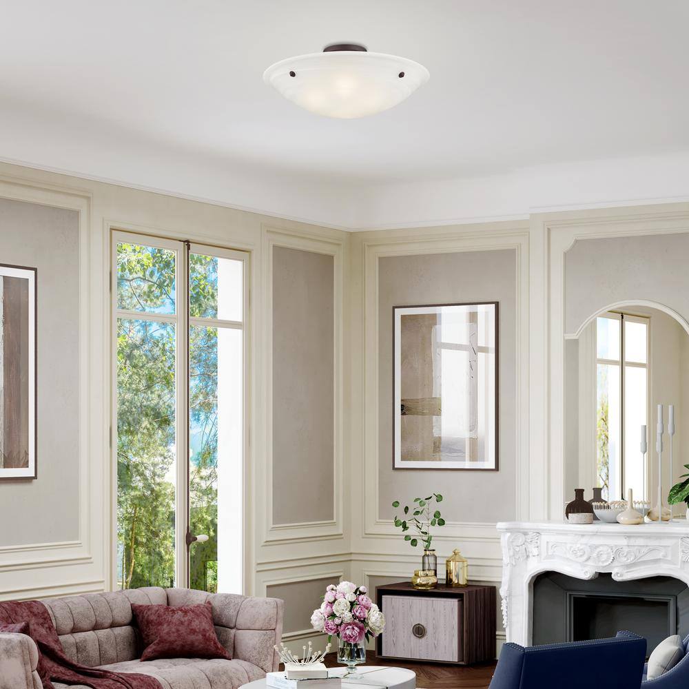 Oasis Bronze 24" Ceiling Mount with White Alabaster Glass
