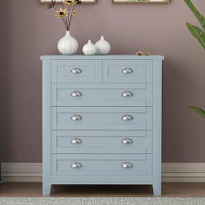 33.9 in. W x 17.7 in. D x 38.8 in. H Blue Linen Cabinet with Drawers for Living Room Kitchen