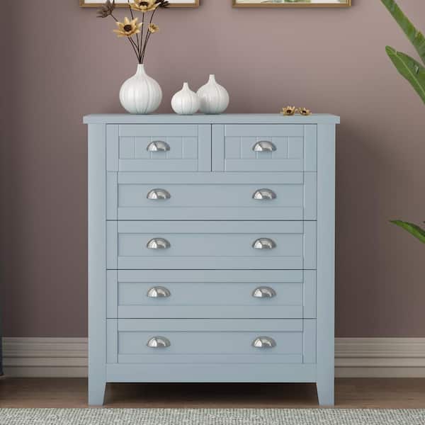 Unbranded 33.9 in. W x 17.7 in. D x 38.8 in. H Blue Linen Cabinet with Drawers for Living Room Kitchen