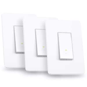 Smart Rocker Light Switch, Single Pole, 2.4GHz Wi-Fi Works with Alexa and Google Home, UL Certified in White - (3-Pack)