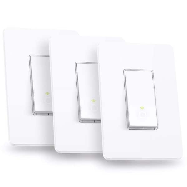 Etokfoks Smart Rocker Light Switch, Single Pole, 2.4GHz Wi-Fi Works with Alexa and Google Home, UL Certified in White - (3-Pack)