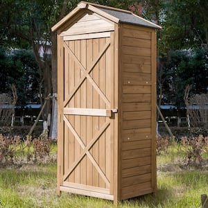 2.1 ft. W x 1.5 ft. D Brown Outdoor Wooden Storage Sheds, Fir Wood Lockers with Workstation(3.5 sq. ft.)