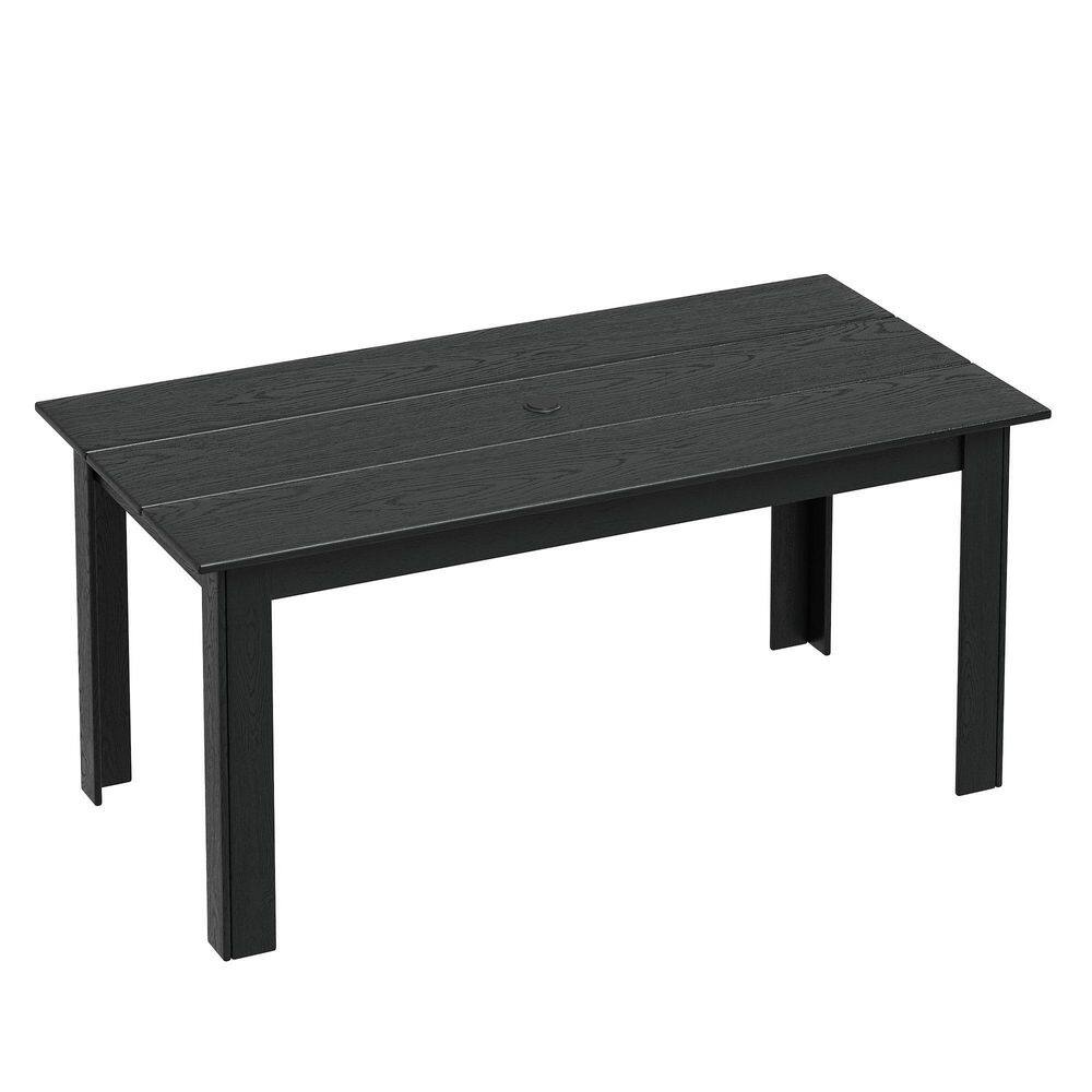 66.8 in. Black Durable All-Weather HDPE Rectangle Patio Dining Table with 2 in. Umbrella Hole for Backyard price history on PriceWatchPro