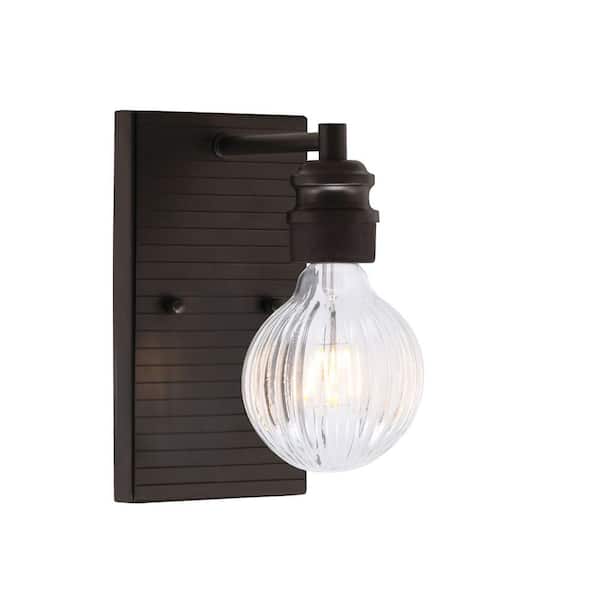 Unbranded Albany 4 in. 1 Light Wall Sconce Espresso with 4 in. Clear Glass Shade