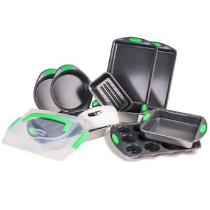 Perfect Slice 11-Piece Carbon Steel Nonstick Bakeware Set, Gray and Green