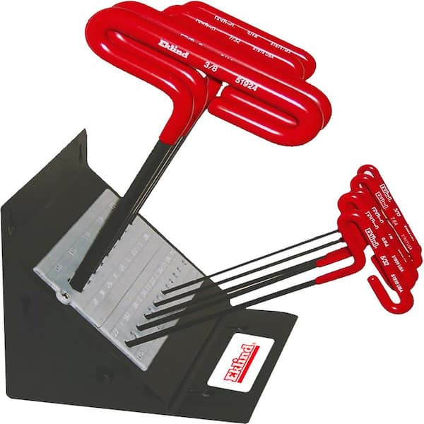 Eklind 9 in. SAE Inch Sizes 3/32 in. to 3/8 in. Cushion Grip Hex T-Key Allen Wrench with Stand (10-Piece Set)