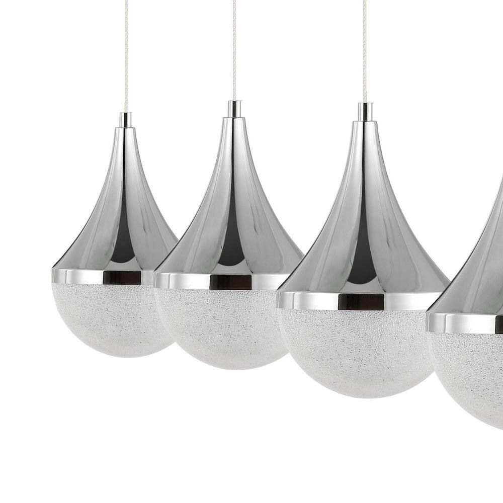 Elena Teardrop Chrome 47" LED Linear Pendant with Frosted Shade