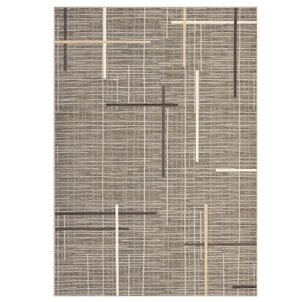 Garvee Striped Bedside Foldable Geometric Print Carpet Soft Thin Carpet Living Room Laundry Room Brown 8 ft. x 10 ft. Area Rug