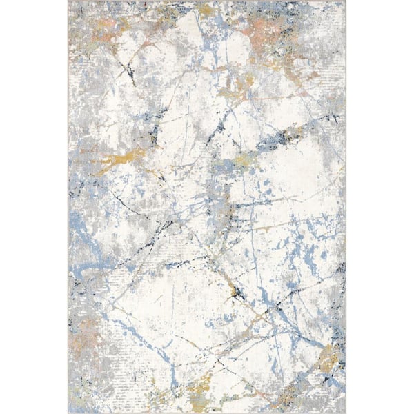 nuLOOM Luca Abstract Splatter Machine Washable Beige 8 ft. x 10 ft. Traditional Area Rug