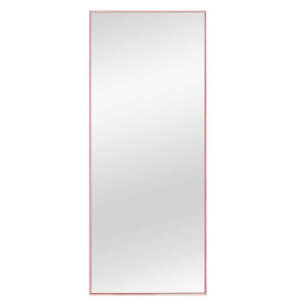 Lirago 65 in. H x 22 in. W Classic Aluminum Alloy Thin Edge Floor Leaning Mirror for Bedroom Bathroom in Rose Gold