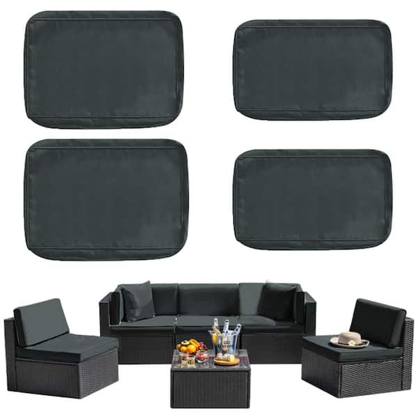 YLLN 4-Piece Patio Cushion Covers Replacement with Zipper, Waterproof Sectional Sofa Set for Outdoor Cushions Dark Grey