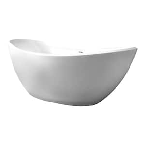 75 in. Acrylic Flatbottom Non-Whirlpool Bathtub in Glossy White with Polished Chrome Drain and Overflow Cover