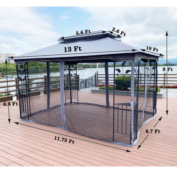 13 ft. x 10 ft. Outdoor Patio Gazebo Tent with Ventilated