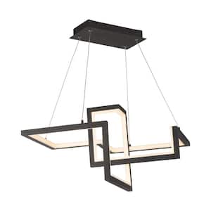 Minecraft 23 in. 385-Watt Equivalent Integrated LED Black Pendant with Acrylic Shade