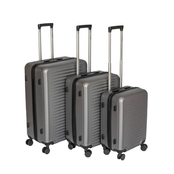 LIVACA 3-Piece Dark Gray ABS Plastic Hardside Spinner Luggage Set