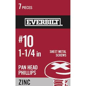 #10 x 1-1/4 in. Phillips Pan-Head Sheet Metal Screws (7-Pack)
