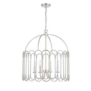 Meridian 24 in. W x 26 in. H 4-Light Polished Nickel Statement Pendant Light