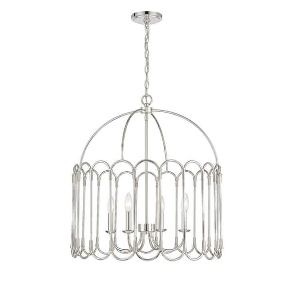 TUXEDO PARK LIGHTING 24 in. W x 26 in. H 4-Light Polished Nickel Statement Pendant Light