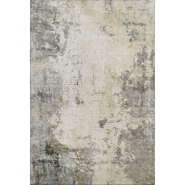 Mayfield Premium Machine Washable Abstract AMF2022 Pewter 9 ft. x 12 ft. Area Rug