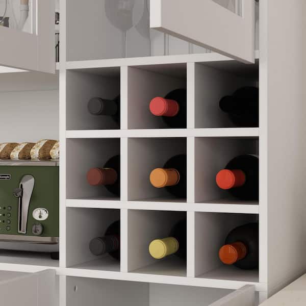 Large Food Pantry Kitchen Cupboard Cabinet Organizer with Wine Holders –  FUFUGAGA