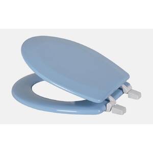 Round Beveled Edge Closed Front Toilet Seat with Easy Clean and Change Hinges in Light Blue