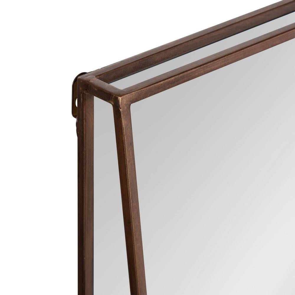 Bronze Rectangular Metal Framed Vanity Mirror with Shelf