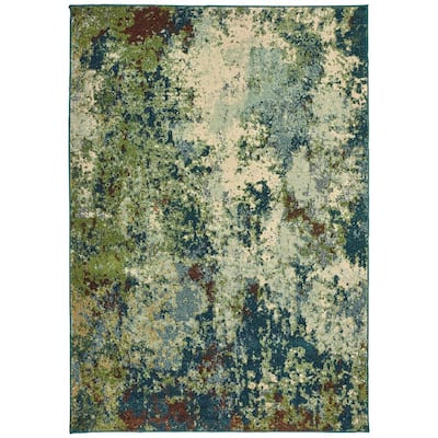 8 Ft X 11 Abstract Area Rug, Blue And Green Rug