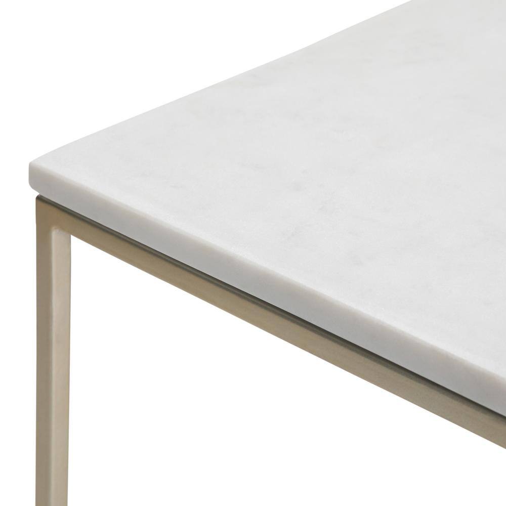 White Marble and Gold Metal Modern Accent Table