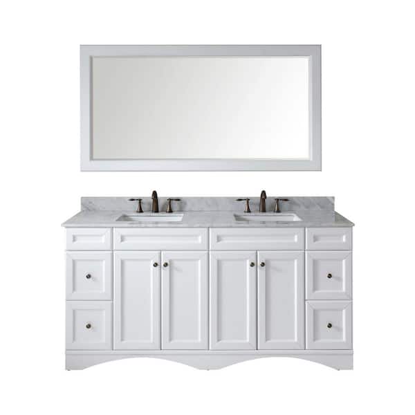 Virtu USA Talisa 72 in. W Bath Vanity in White with Marble Vanity Top in White with Square Basin and Mirror