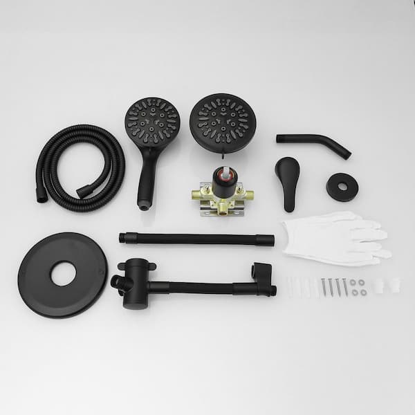 BWE Single-Handle 8-Spray Dual Shower Faucet Set Trim Kit 1.8 GPM