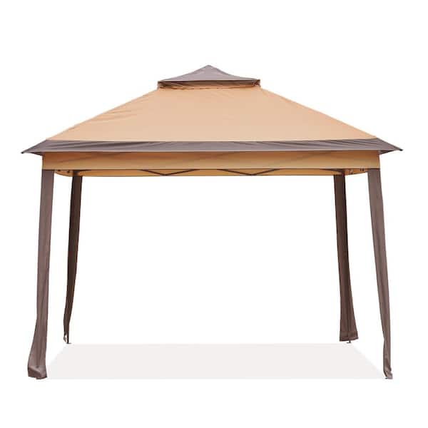 Ainfox 10 ft. x 10 ft. Khaki Instant Canopy Pop Up Tent With Double Roof