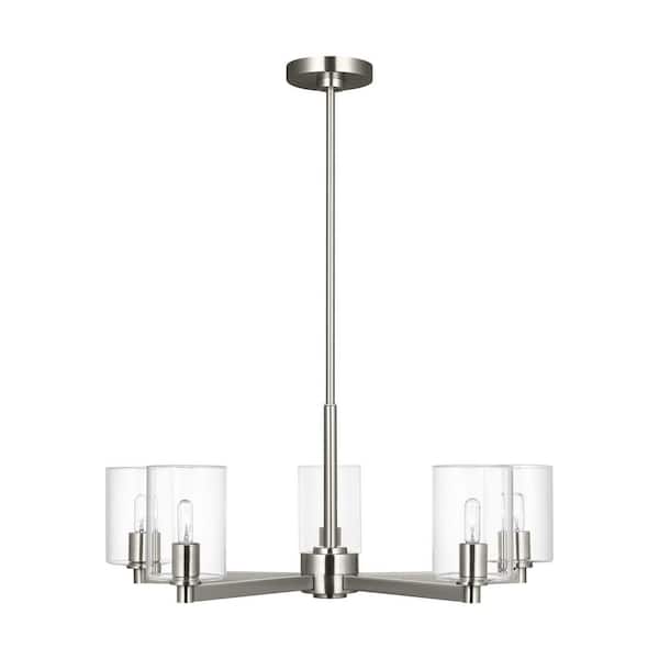 Fullton 5-Light Brushed Nickel Chandelier with Clear Glass Shades