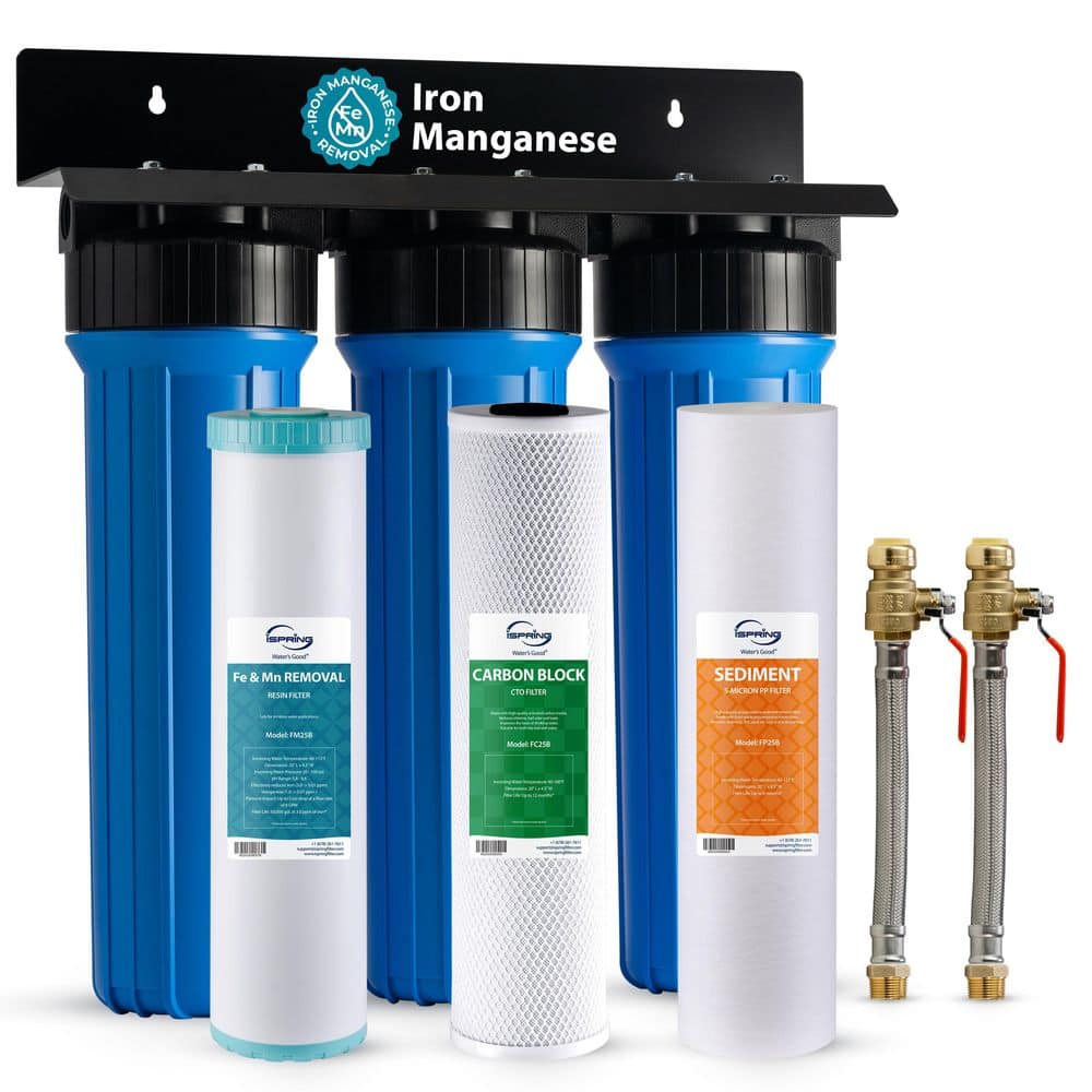 3-Stage Iron Manganese Reducing Whole House Water Filter System with 3/4 in. Push-Fit Hose Connectors